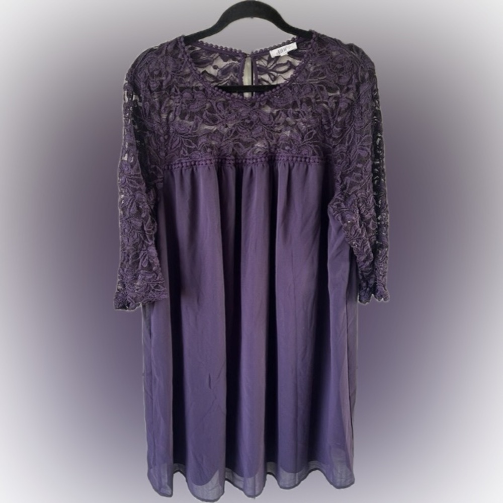 Purple Lace Overlay Dress